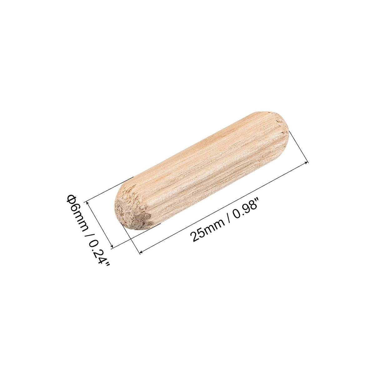 Holzkegelstifte 36Stück 6x25mm(1/4"x1") gefräste Kanten Holzkegelpfähle Ofengetrocknete Hartholz für Möbelwerkstatt Regal