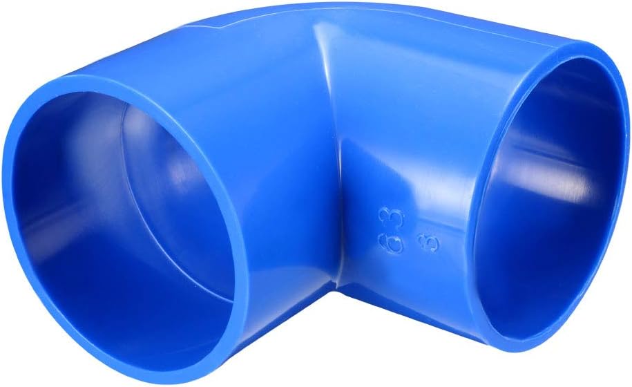 63mm Rull 90 Graders PVC Röranslutning Vridkopp Adapter Blå