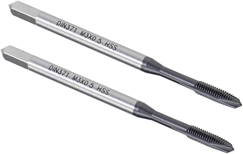 M3 x 0.5 Spiral Point Threading Tap, H2 Tolerance High Speed Steel TICN Coated, Round Shank with Square End, DIN371/376, Metric Screw Taps Tapping Bit for Thread Repair, 2pcs