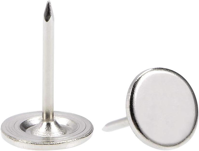 Upholstery Nails Tacks 11mmx17mm Flat Head Furniture Nails Pins Silver Tone for Furniture Sofa Headboards, 200 Pcs
