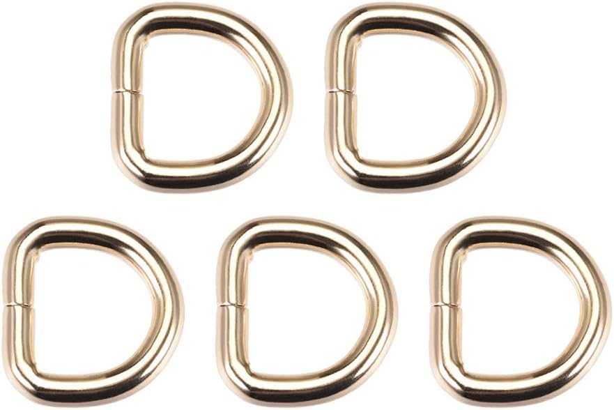 LinkMejor 5pcs Metal D Ring 0.63"(16mm) D-Rings Buckle for Hardware Bags Belts Craft DIY Accessories Gold Tone
