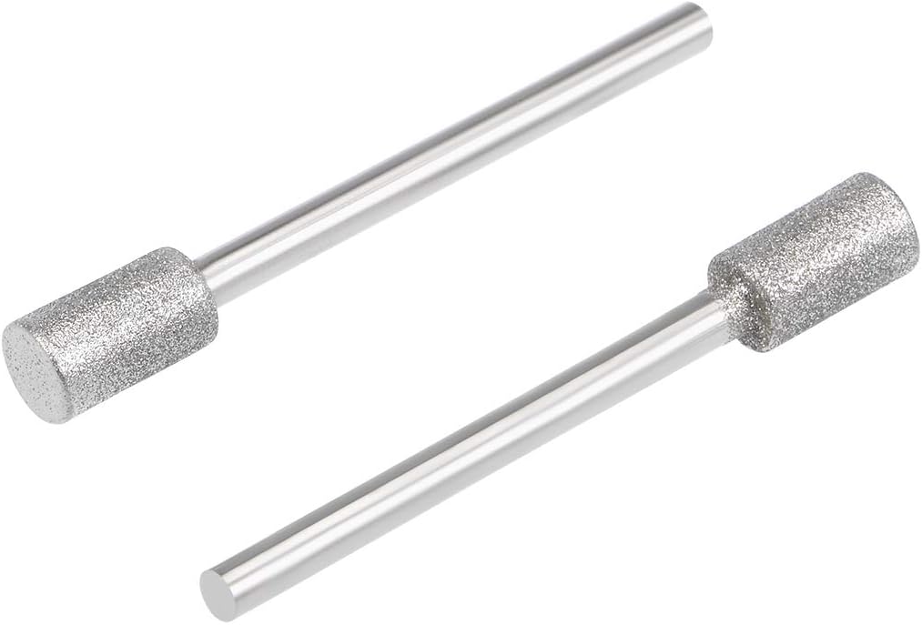 Diamond Mounted Points 6mm Cylinder Head 1/8 Inch Shank Grinding Rotary Tools Pack of 2