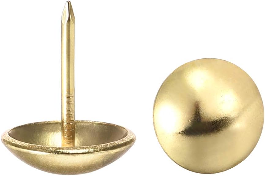 Upholstery Nails Tacks 16mm Dia 20mm Height Round Thumb Push Pins Gold Tone for Furniture Sofa Headboards, 40 Pcs