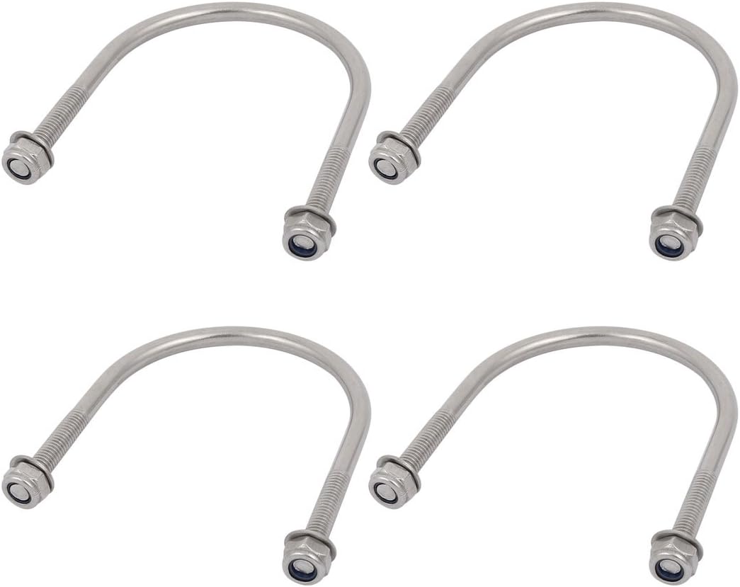 4pcs M6 Thread 304 Stainless Steel Round Bend U Bolt for 60mm Pipe Outer Dia