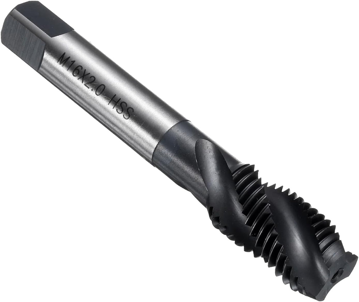 Spiral Flute Thread Taps M16 x 2 H2 Metric Machine Threading Tap Bit, Nitrided Coated Screw Tapping Repair Tool, M2 High-Speed Steel (HSS6542)