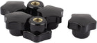 M8 X 30mm Female Thread Plastic Star Head Clamping Knob Jig Black 6pcs
