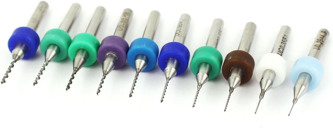 0.25mm-1.15mm Cutting Dia 1/8 Inch Shank Carbide CNC PCB Micro Drill Bits Set 10 in 1