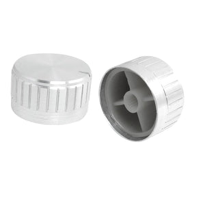 2 Pcs 1.18" x 0.67" Potentiometer Control Volume Knob Cap Silver Tone