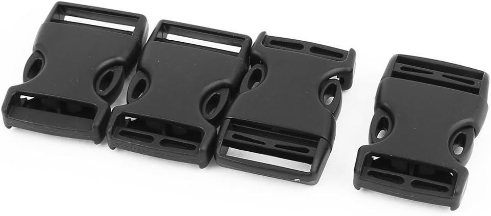 LinkMejor 4pcs Black Plastic Curved Side Quick Release Buckle Snap Clip for 25mm Webbing Band