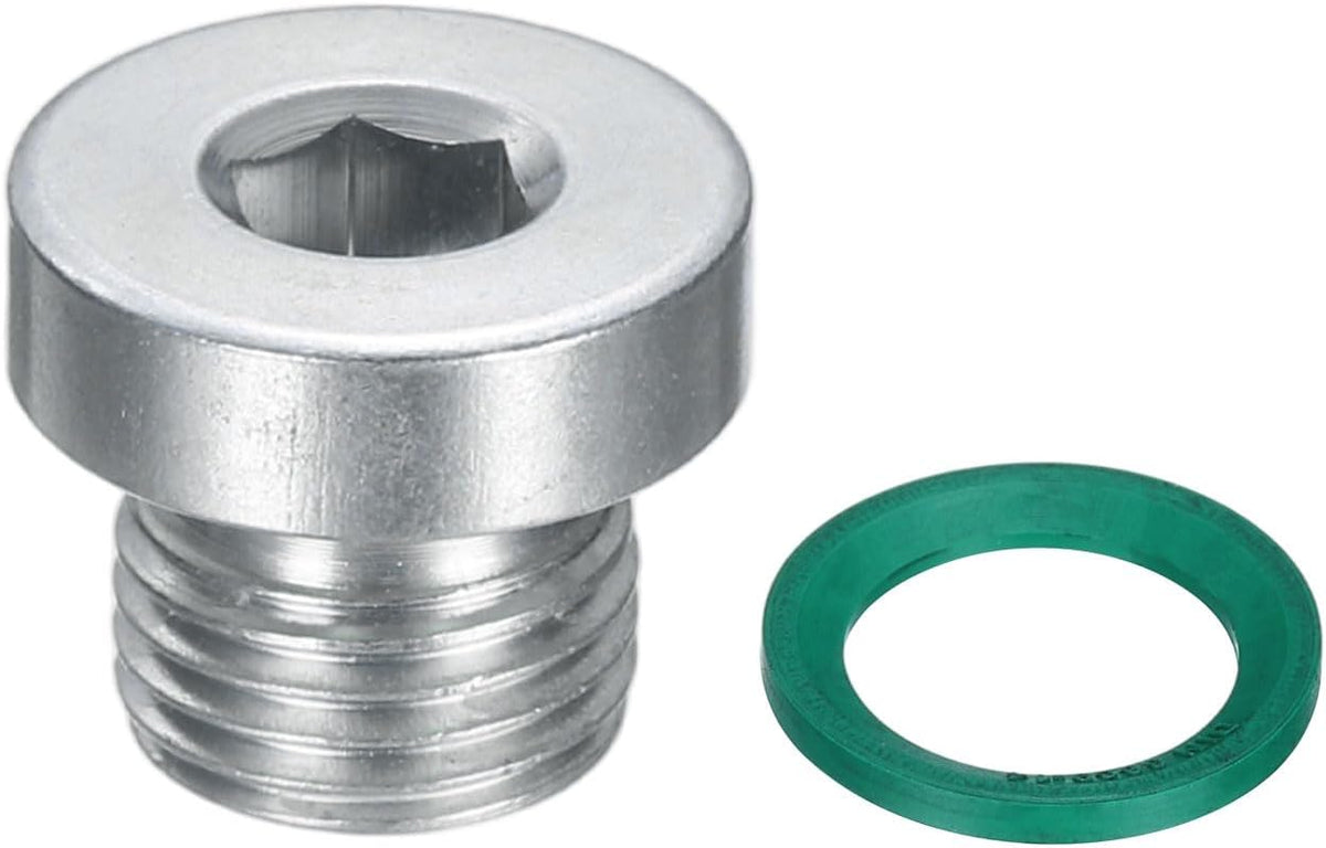 M8x1 Capăt Hex Intern Fitting de Conductă, Plug de Conectare Universal din Oțel Inox 304 cu Anul O-Ring Verde pentru Terminarea Capăților de Conductă sau Draineri de Înlocuire