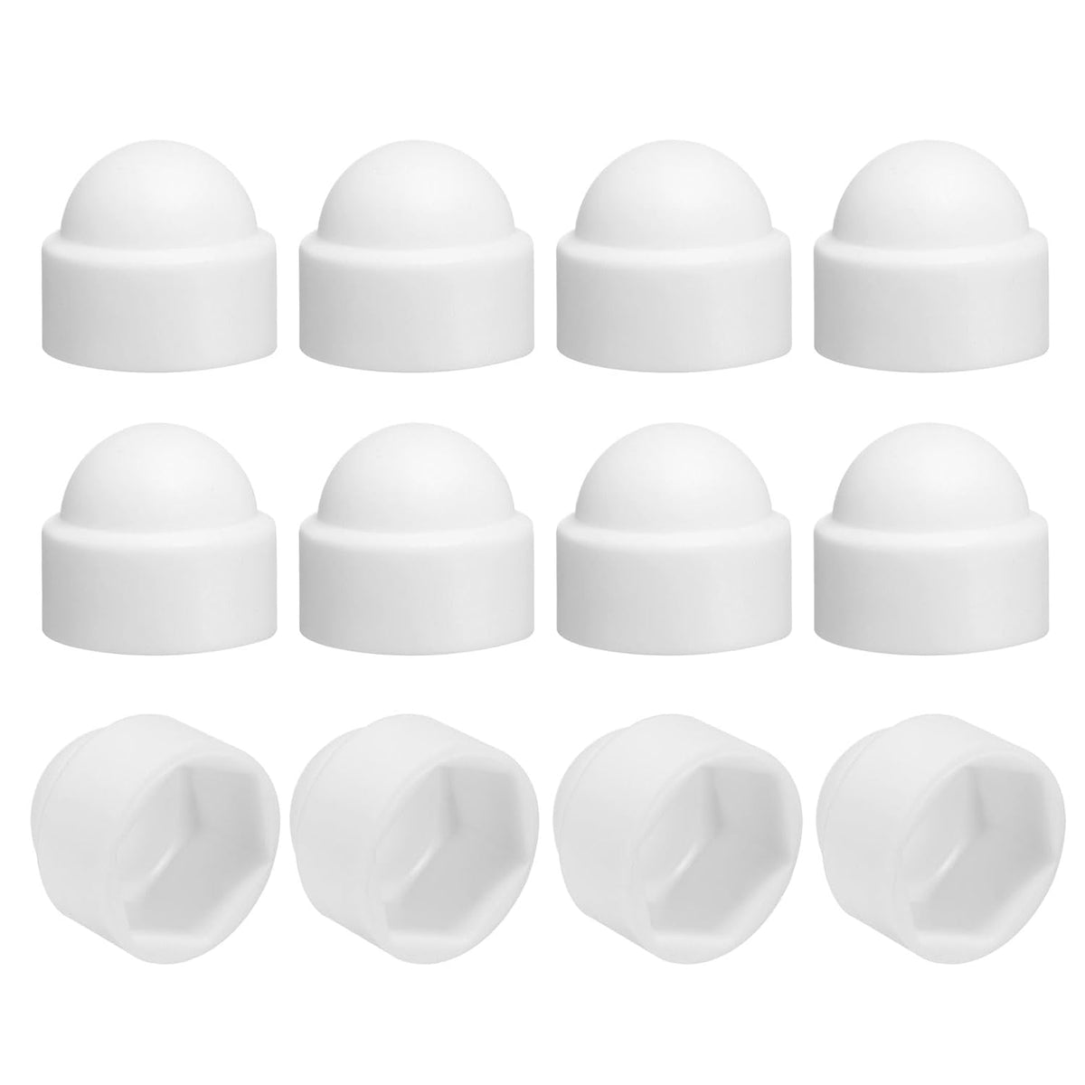 12Pcs Hex Nut Cover, M10x16x22mm Plastic Dome Nut Protection Cap Hex Screws Bolt Covers for Indoor Outdoor Furniture Automotive Bolts Decoration, White