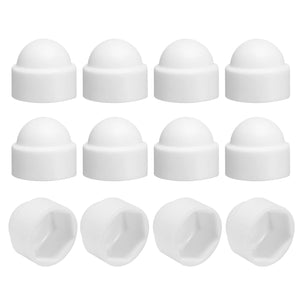 12Pcs Hex Nut Cover, M10x16x22mm Plastic Dome Nut Protection Cap Hex Screws Bolt Covers for Indoor Outdoor Furniture Automotive Bolts Decoration, White