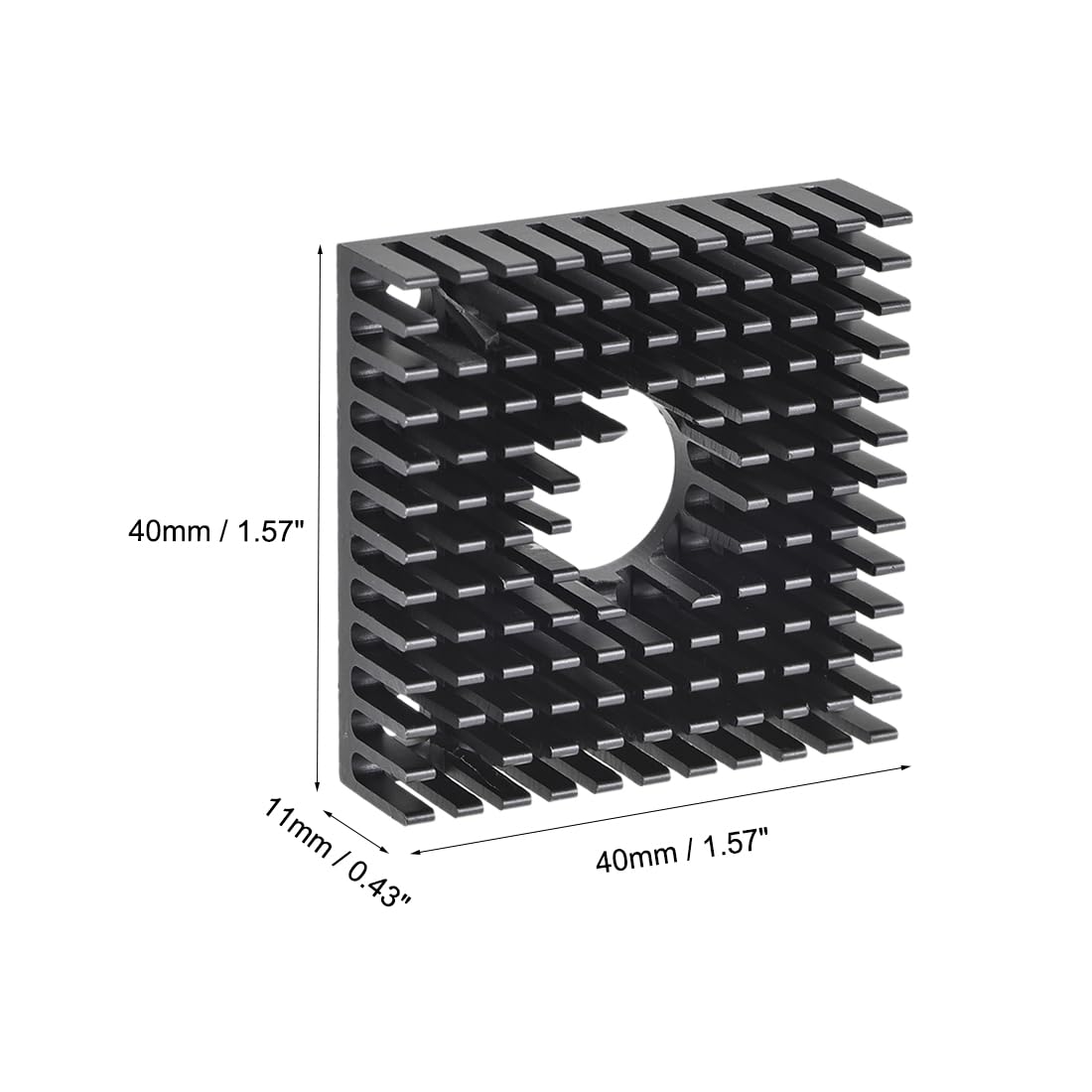 เฮท์สินค์ ด้วยรอยตรงสำหรับเครื่องยนต์เซาเทอร์ 3D พรินเตอร์ 40x40x11mm สีดำ 4 ชิ้น
