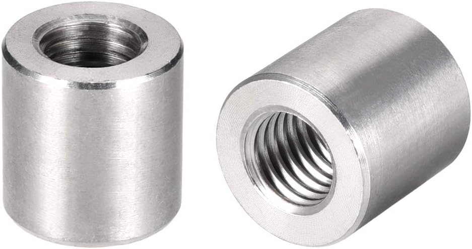 Round Connector Nuts, M12x20mm Height Sleeve Rod bar Stud Nut Stainless Steel 304, Pack of 5