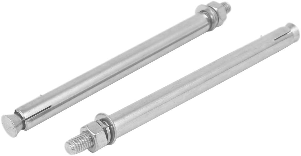 M8 x 150mm 304 Stainless Steel Sleeve Anchor Hex Nut Expansion Bolt 2PCS