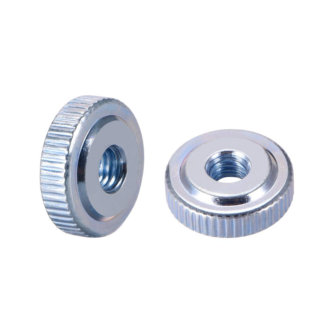 Round Knurled Thumb Nuts Conector Lock Adjusting Nuts, M5 Female Threaded Thin Type, Blue Zinc Plating, Pack of 10