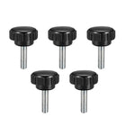 M5 x 20mm Metric Male Thread Knurled Clamping Knobs Grip Thumb Screw on Type Plastic Threaded Hand Bolt Knobs Black 5 Pcs