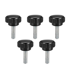 M5 x 20mm Metric Male Thread Knurled Clamping Knobs Grip Thumb Screw on Type Plastic Threaded Hand Bolt Knobs Black 5 Pcs