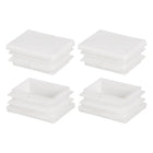 1.5 x 1.14 Inch Rectangle Plastic Plug, 4 Pcs White Pipe Tubing End Cap Plastic Plug Cap Insert Glide Insert for Metal Tubing Fence Table Chairs Furniture, White