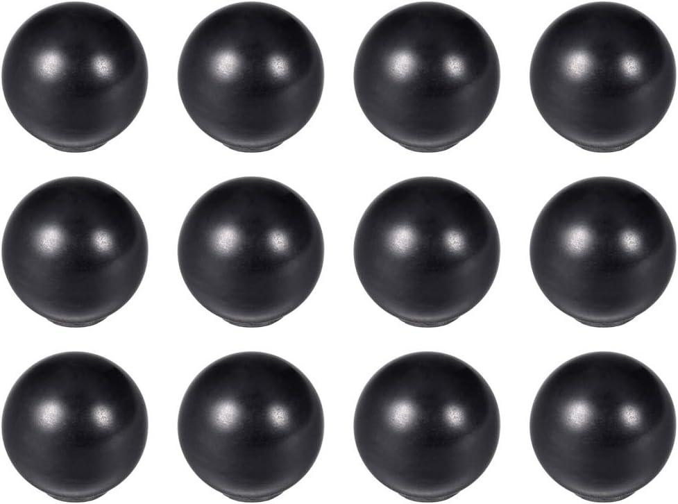12Pcs Thermoset Ball Knob M5 Female Threaded Machine Handle 16mm Diameter Smooth Rim Black