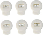 LinkMejor 6pcs Plastic Cord Locks Stopper End Spring Stop Single Hole Toggle Fastener Rope End for Drawstring Clothing, Shoelaces, Bag, White