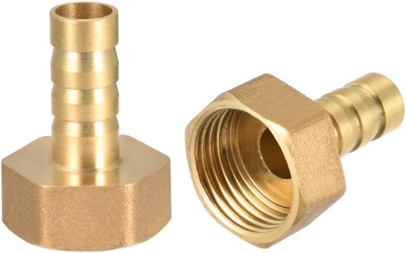 Brass Hose Barb Fitting Connector, 10mm Barb G1/2 Female Thread Pipe Adapter, 2Pcs