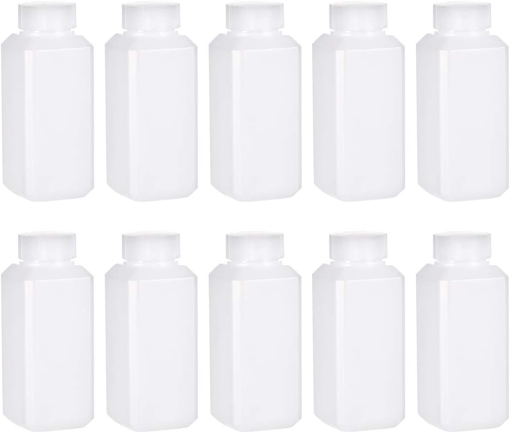Plastic Lab Chemical Reagent Bottle, 120ml/ 4oz Wide Mouth Sample Sealing Liquid/Solid Storage Bottles, White 10pcs