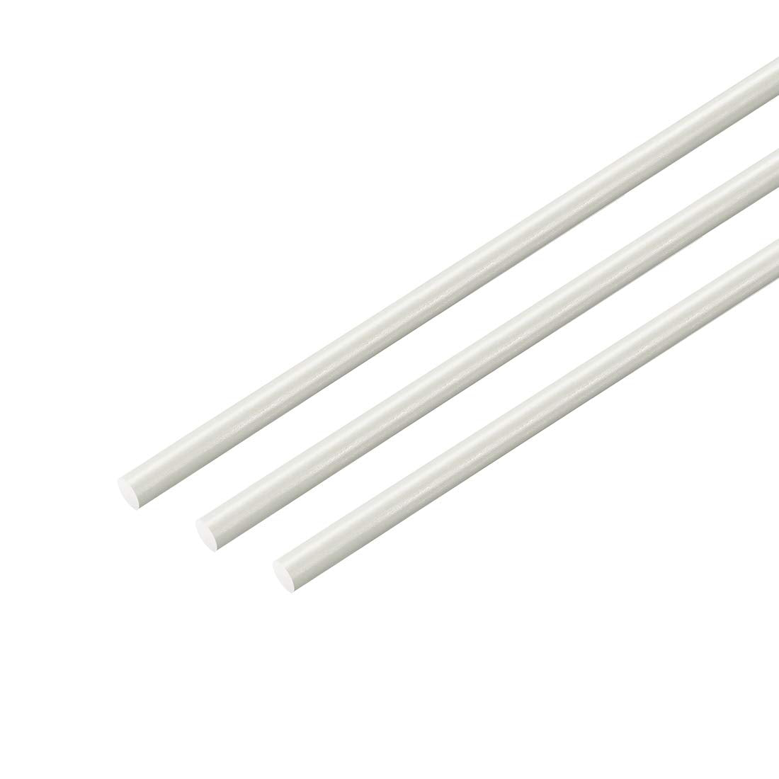 Plastic Round Rod,1/8 inch Dia 20 inch Length,White FRP Fiberglass Round Rod Engineering Plastic Bar 3pcs