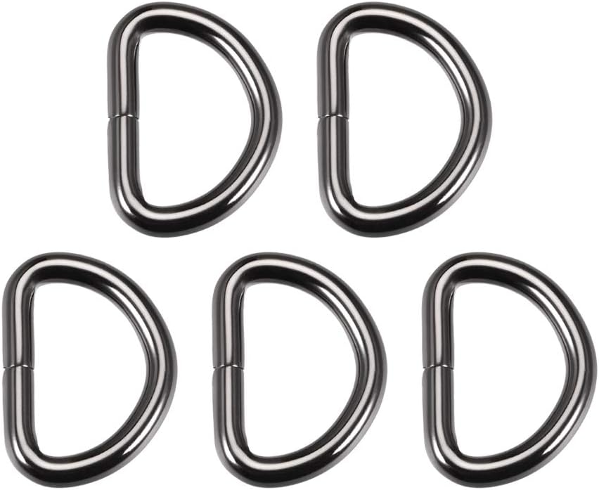LinkMejor 5pcs Metal D Ring 1"(25mm) D-Rings Buckle for Hardware Bags Belts Craft DIY Accessories Black