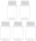 3.4 oz/100ml PET Plastic Lab Chemical Reagent Bottle Wide Mouth Liquid/Solid Storage Container Clear Bottles w Tamper Evident Caps 5pcs
