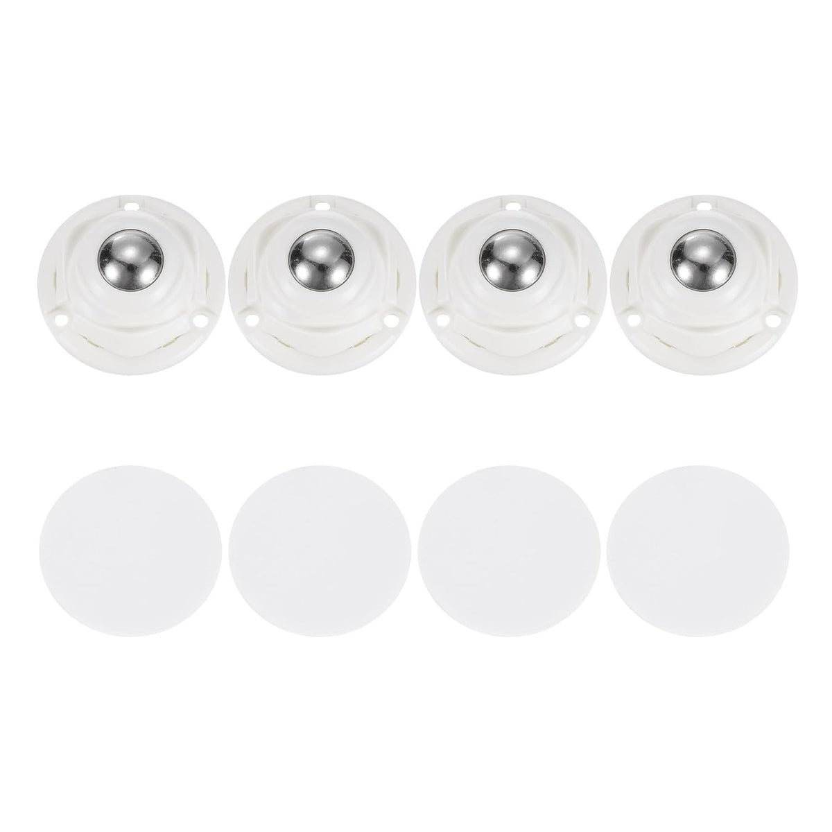 4Pcs Mini Self Adhesive Caster Wheels, 1.77" x 0.87" 360° Rotation Swivel Wheel Small Rolling Ball Casters for Small Appliances Storage Box Trash Can - Steel Beads (White)