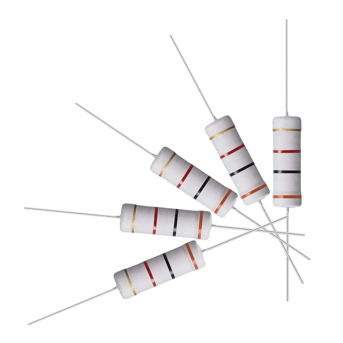 10Pcs 3K Ohm Resistor, 5W 5% Tolerance Metal Oxide Film Resistors, Axial Lead, Flame Proof for DIY Electronic Projects and Experiments