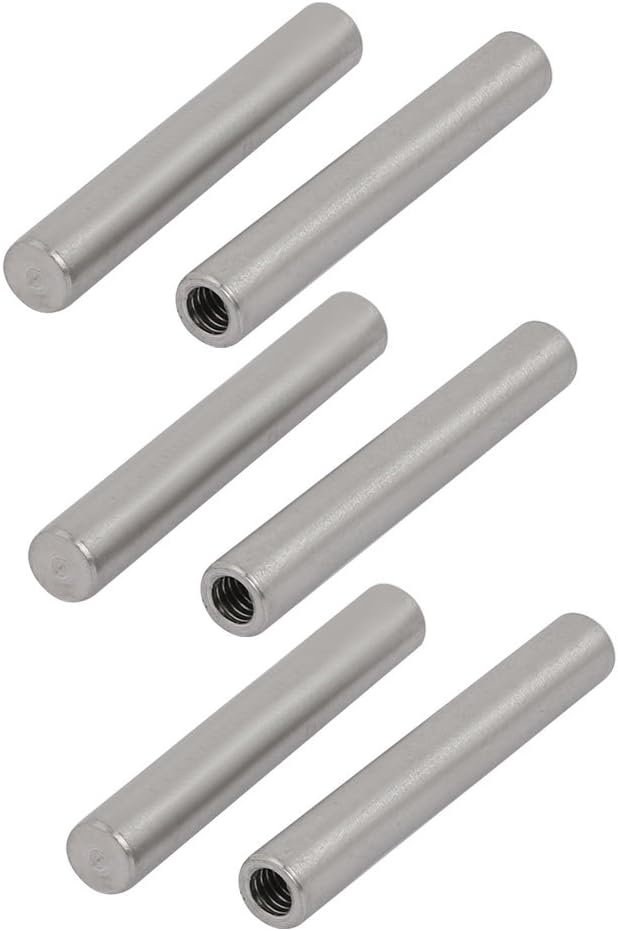 304 Stainless Steel M4 Female Thread 6mm x 40mm Cylindrical Dowel Pin 6pcs
