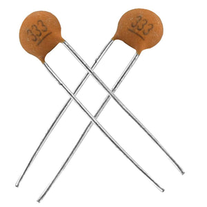 100x DIP Low Voltage Ceramic Disc Capacitors, 0.033uF, 50V