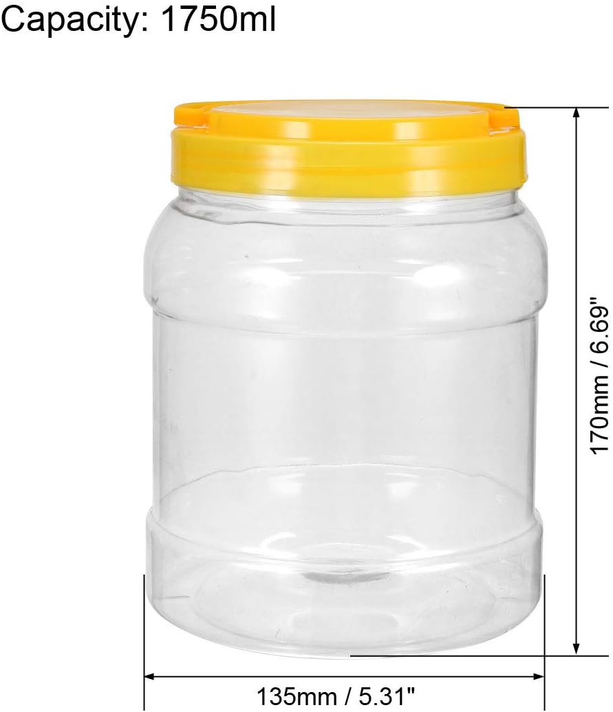 Contenitori di Stoccaggio Plastica Vuoti 1750ml Coperchi a Scatto Plastici Contenitore Imbottigliato Miele 2pz