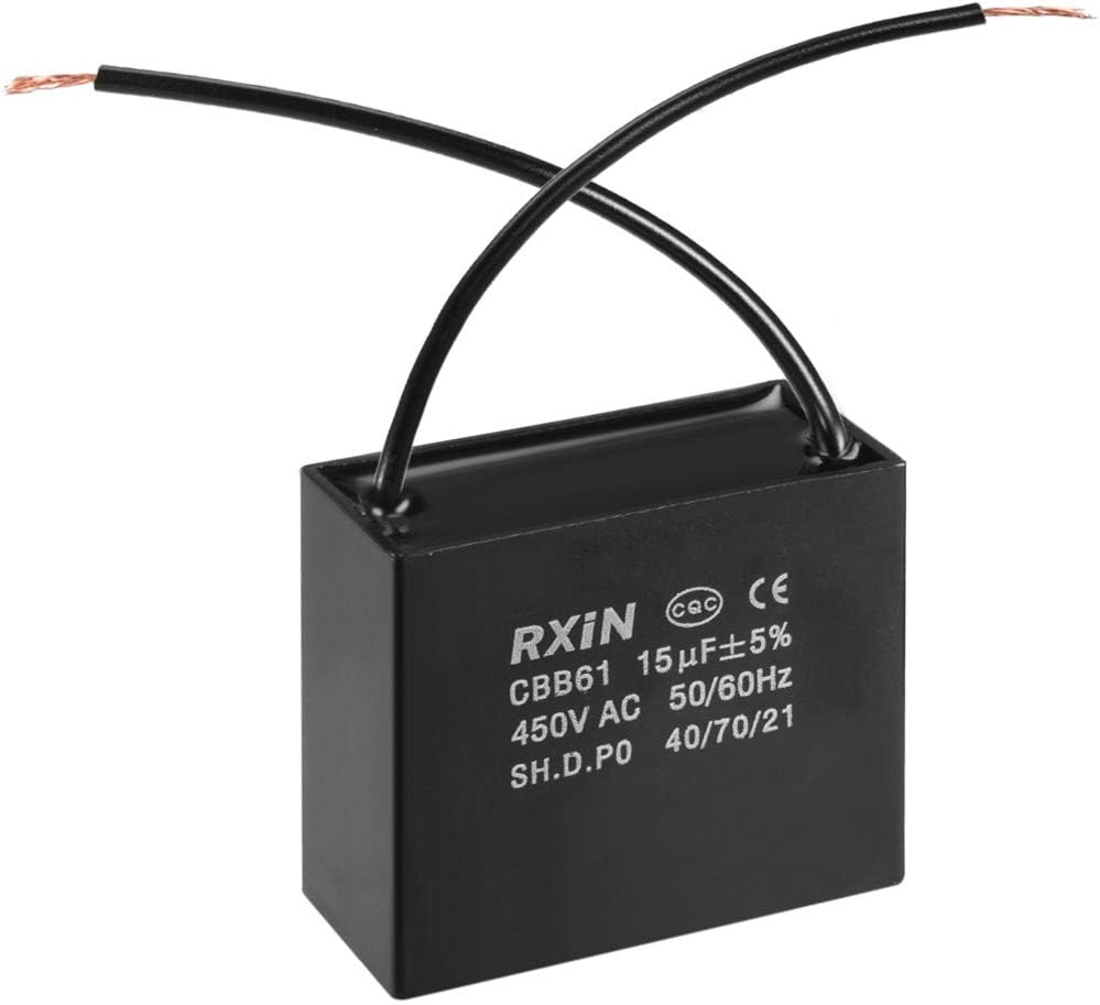 Ceiling Fan Capacitor CBB61 15uF 450V AC 2 Wires Metalized Polypropylene Film Capacitors 58x28x50mm for Water Pump Motor Generator