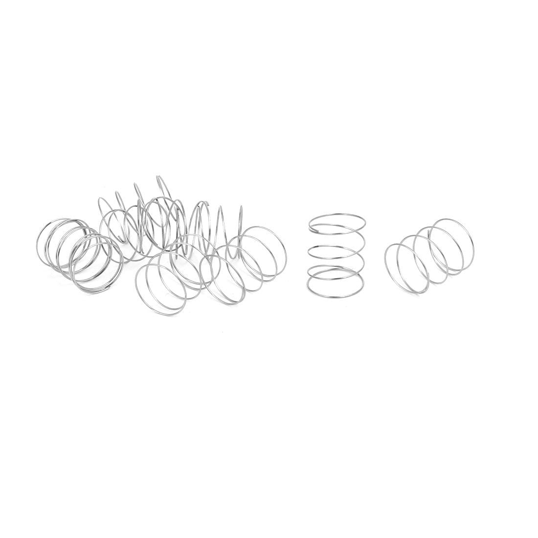 Compression Spring,304 Stainless Steel,12mm OD,0.4mm Wire Size,15mm Free Length,Silver Tone,10Pcs