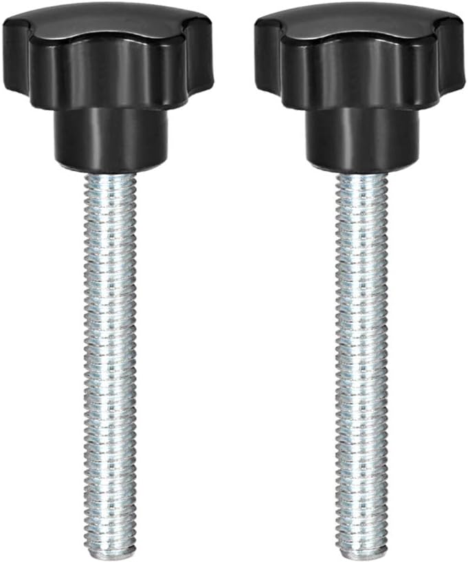 2 Pcs Star Knobs Grips M10 x 80mm Male Thread Steel Zinc Stud Replacement PP