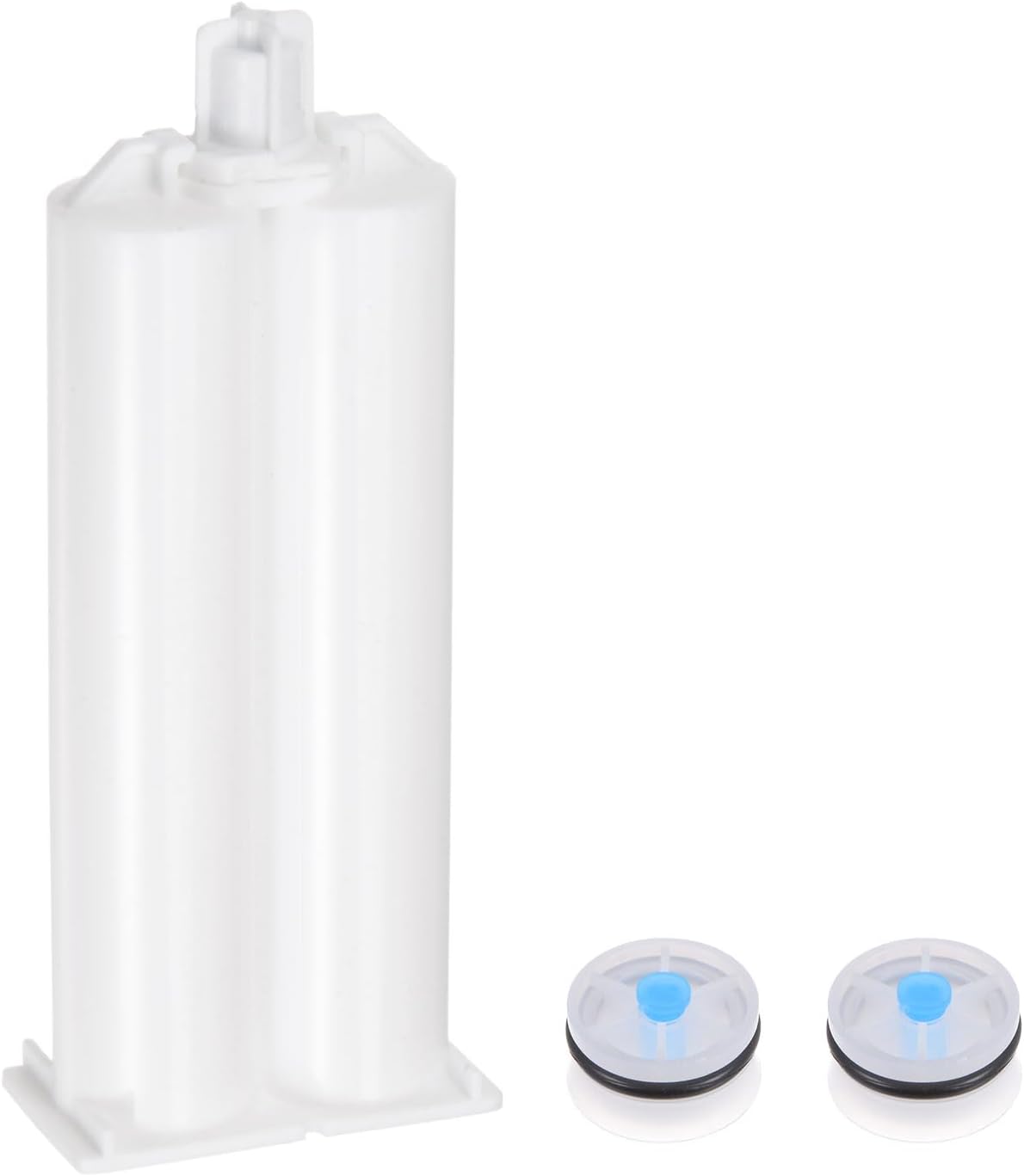 Epoxy Gun Adhesive Cartridge, 114mm Plastic Resin Mixer Dual Glue Cartridge with White Piston for 50ml/1.7oz 1:1 AB Glue Adhesive Gun