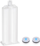 Epoxy Gun Adhesive Cartridge, 114mm Plastic Resin Mixer Dual Glue Cartridge with White Piston for 50ml/1.7oz 1:1 AB Glue Adhesive Gun