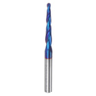 Tapered Ball Nose End Mill CNC Router Bit, 1/16" Radius 1/4" Shank Solid Carbide Coated Upcut Spiral 2 Flutes Cutter Milling Tool, 1/8" Dia 3" Total Length