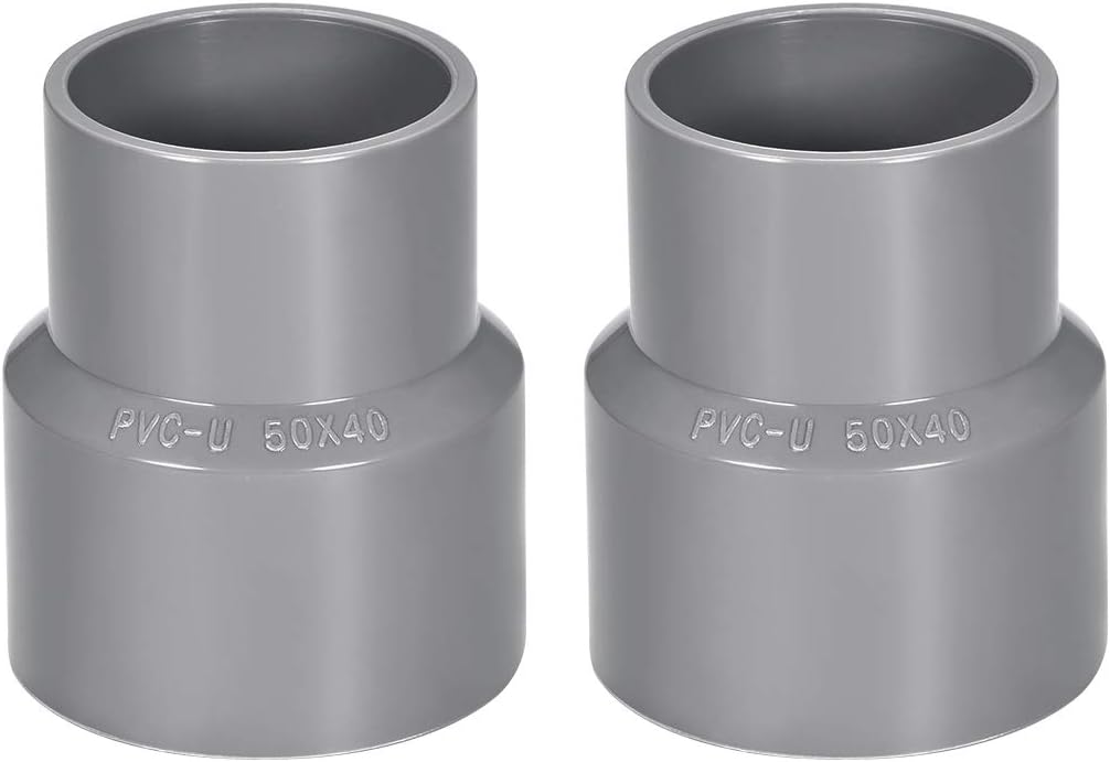 PVC DWV Reducing Coupling Schedule 40 Gray 40mm x 50mm Socket 2Pcs