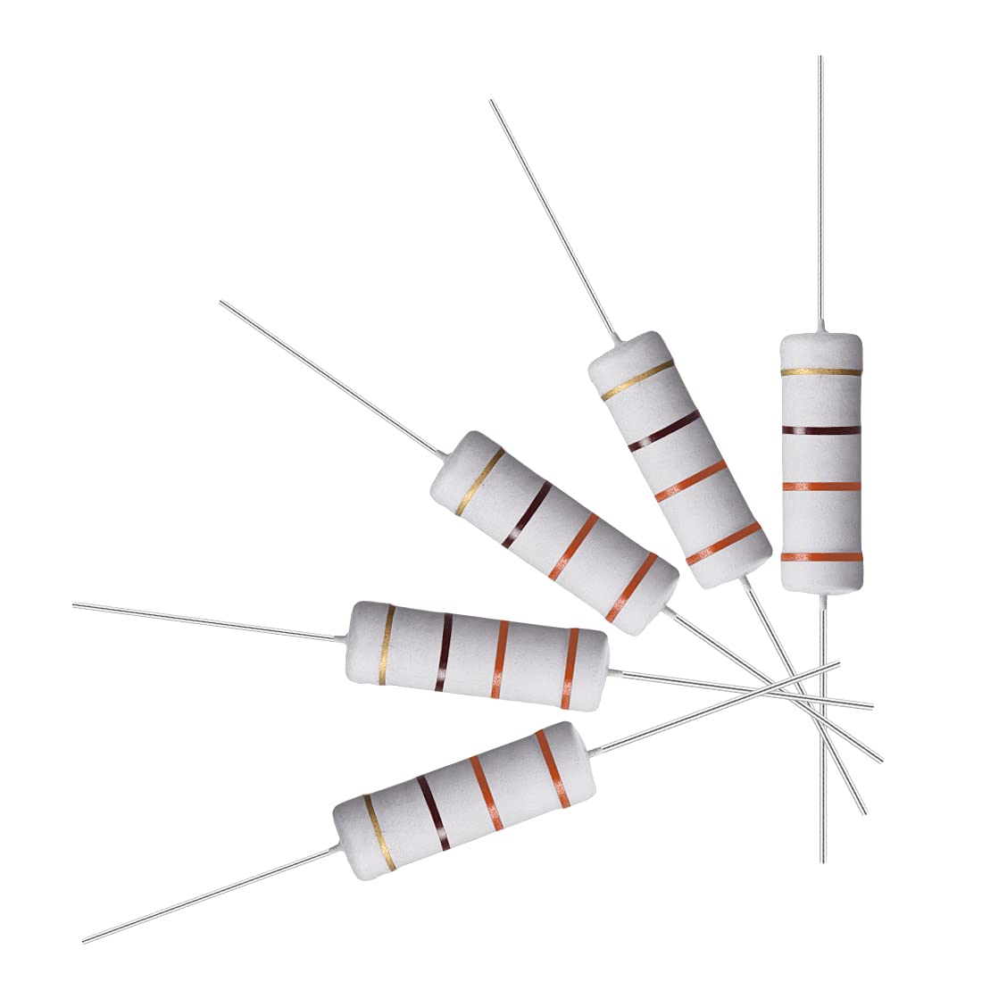 50Pcs 330 Ohm Resistor, 5W 5% Tolerance Metal Oxide Film Resistors, Axial Lead, Flame Proof for DIY Electronic Projects and Experiments