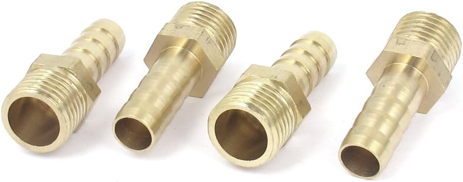 1/4BSP Male Thread 8mm Inner Dia Brass Hose Barb Coupler 4pcs