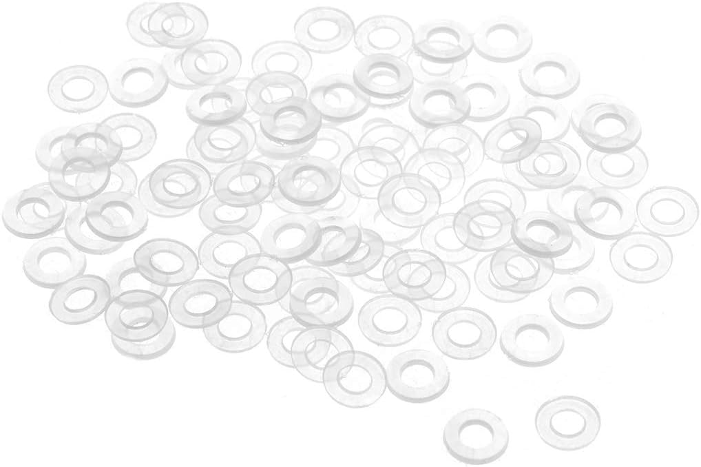 Nylon Flat Washers M4 8.5mm OD 4mm ID 1mm Thickness Sealing Gasket for Faucet Pipe Water Hose, Clear, Pack of 300