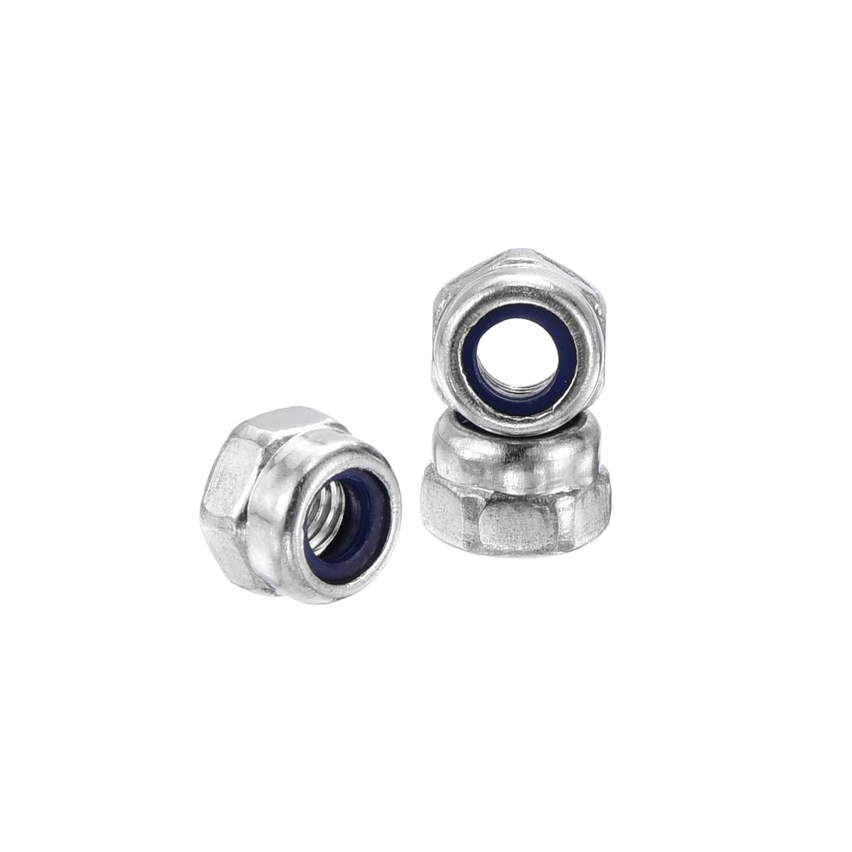 LinkMejor 110Pcs M3-0.5 Nylon Locking Hex Nuts 304 StainlessSteel Silver