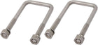 M6 Thread 30mm Inner Width 304 Stainless Steel Square U Bolt Silver Tone 2pcs