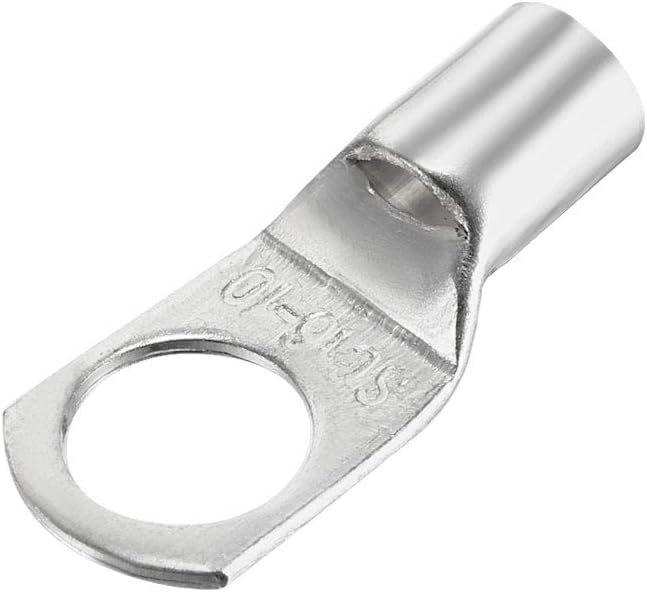 Copper Wire Lugs,9AWG SC16-10,Bolt Hole,Battery Cable Ends Eyelets Crimp Tubular Ring Terminals Connectors Silver Tone 10Pcs
