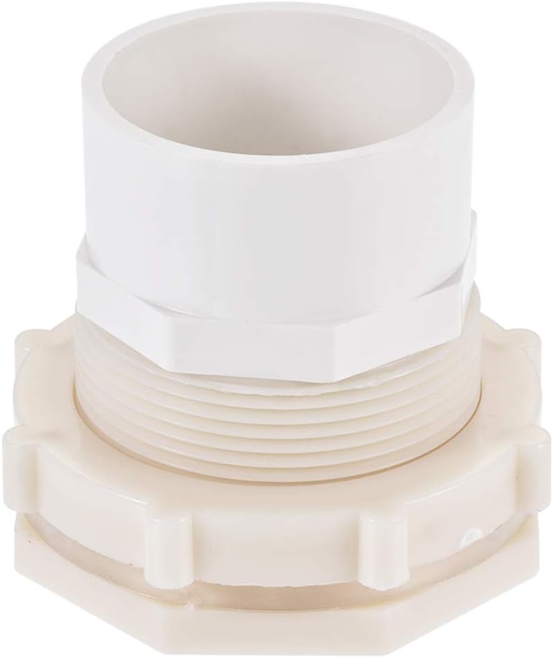 Bulkhead Fitting, G2 Female 2.99" Male, Tube Adaptor Fitting, with Silicone Gasket and Pipe Connector, for Water Tanks, PVC, White