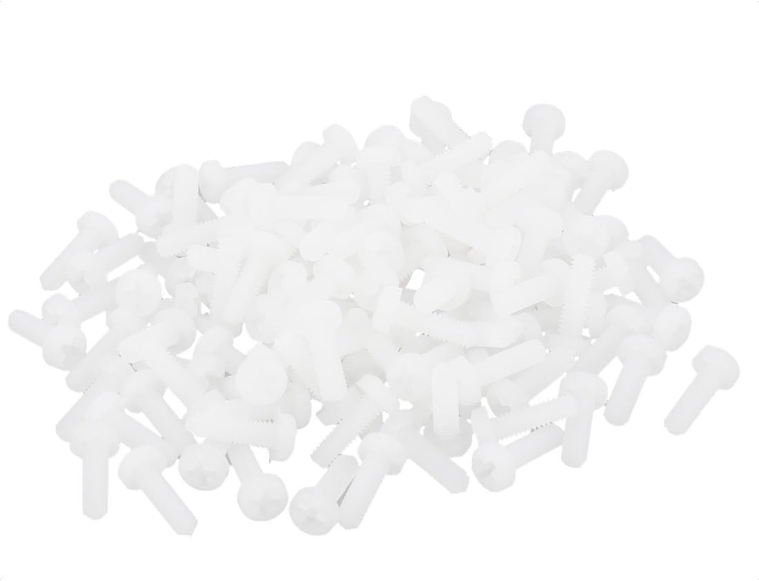 M2.5 x 8mm Nylon 6/6 Phillips Drive Machine Screw grey white 100pcs